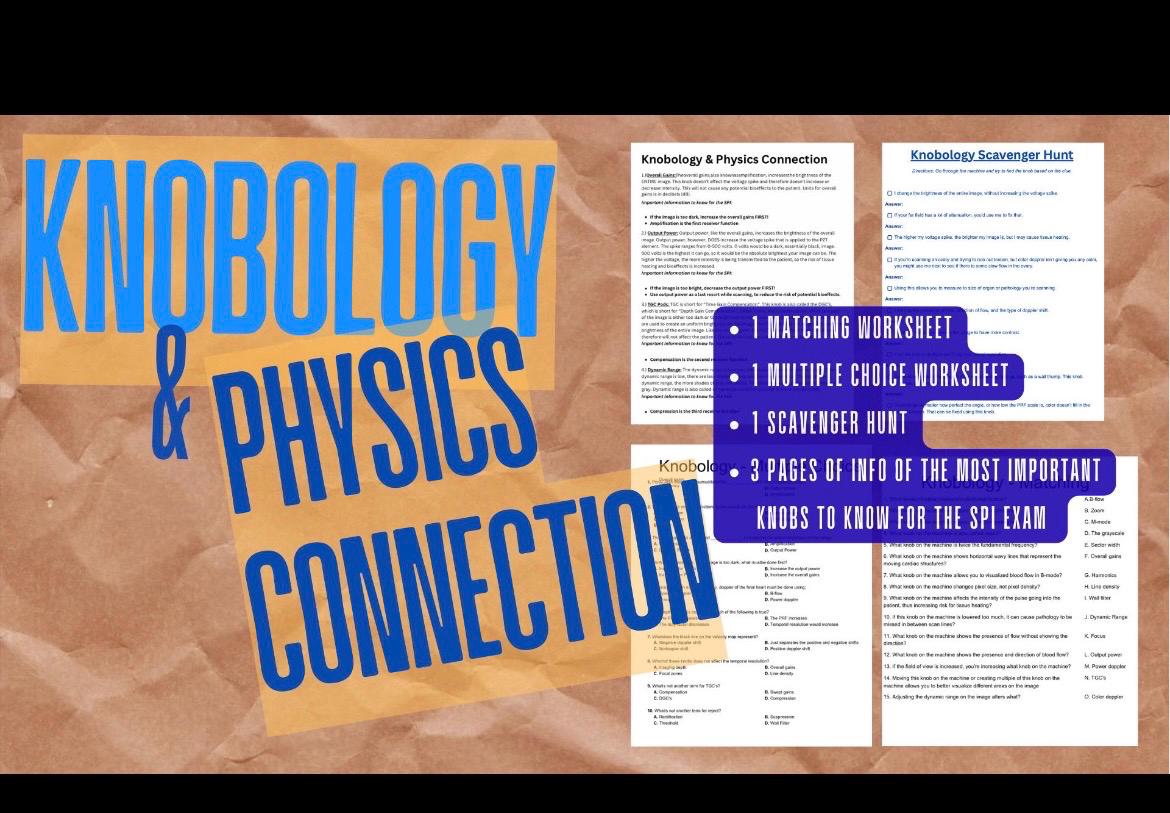 Ultrasound Physics Activity Books - Prep for SPI | Including Knobology & Physics Connection Booklet