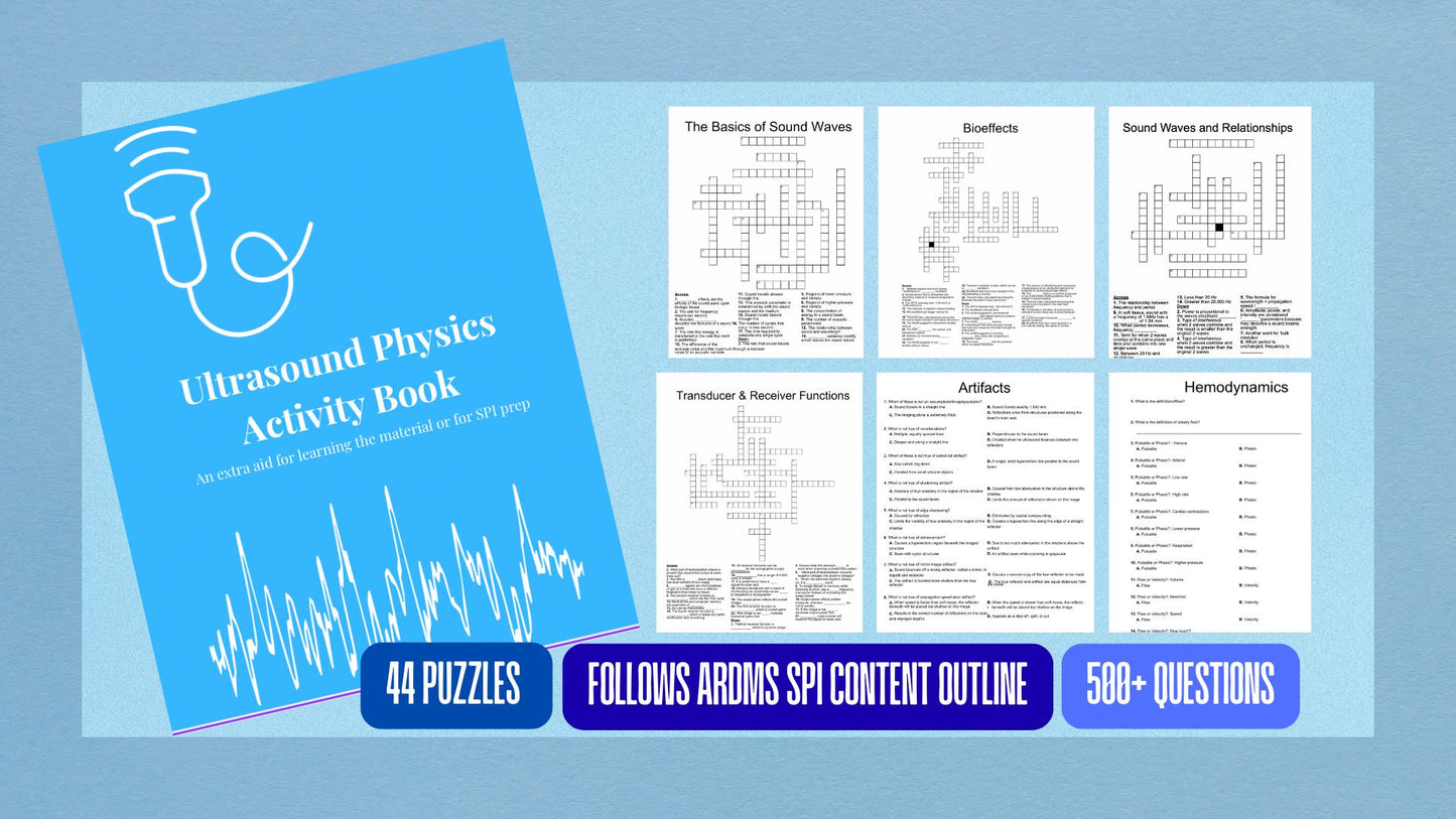 Ultrasound Physics Activity Books - Prep for SPI | Including Knobology & Physics Connection Booklet