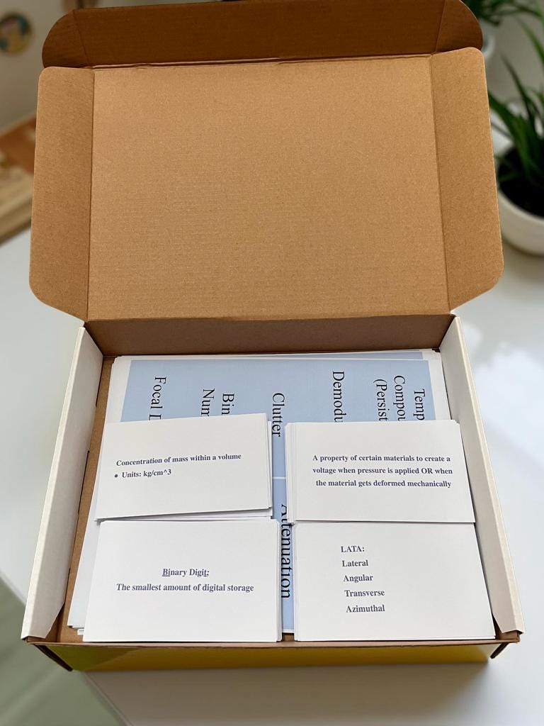 Ultrasound Physics Matching Game/Flashcards for SPI