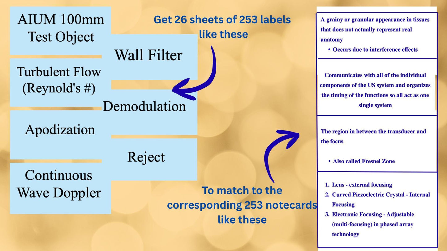 Ultrasound Physics Matching Game/Flashcards for SPI